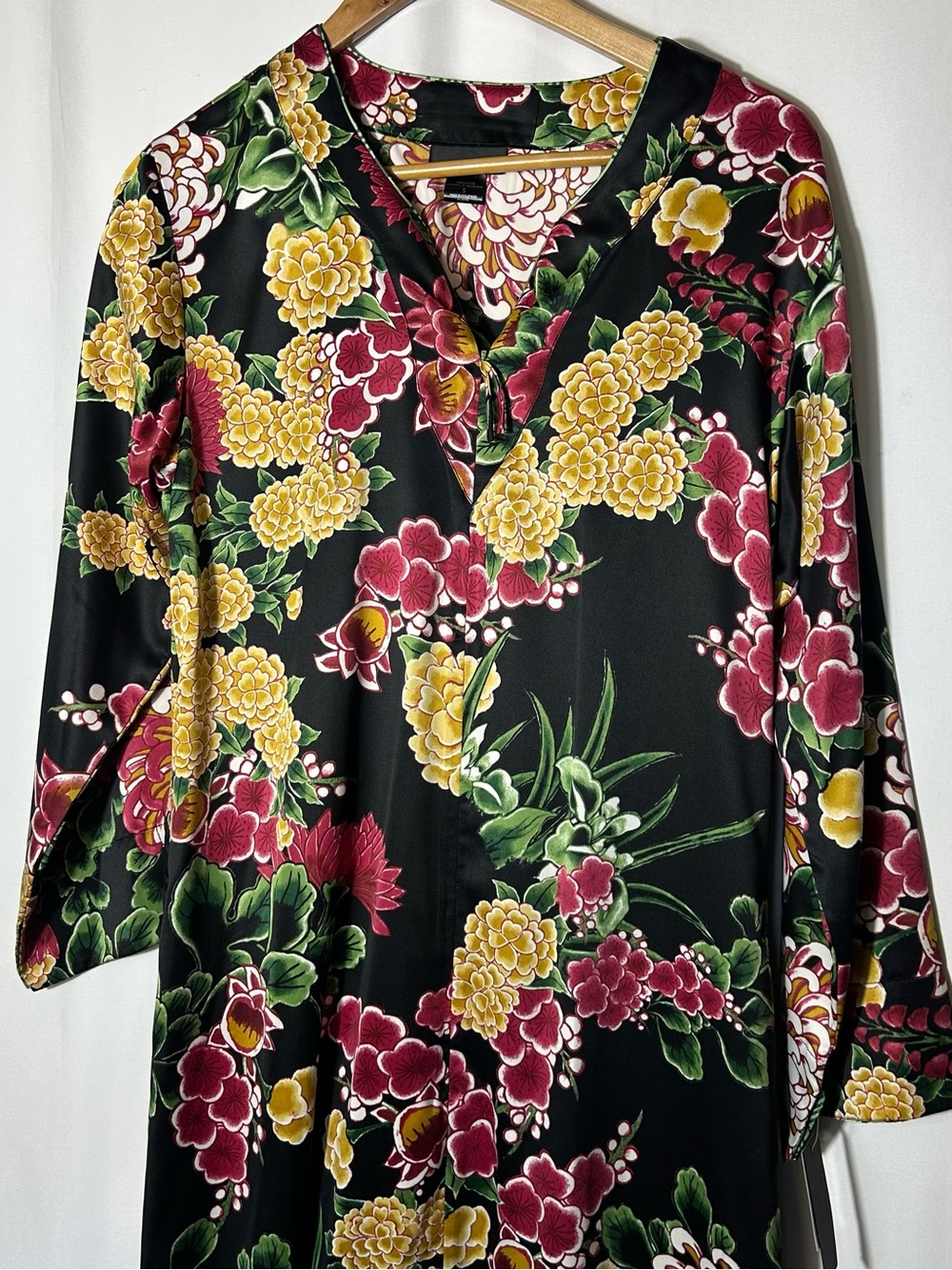Natori Black Maxi Dress with Yellow, Red & Green Floral Print - Picture 2 of 8